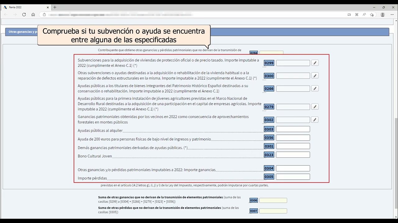 ganancias patrimoniales derivadas de ayudas públicas