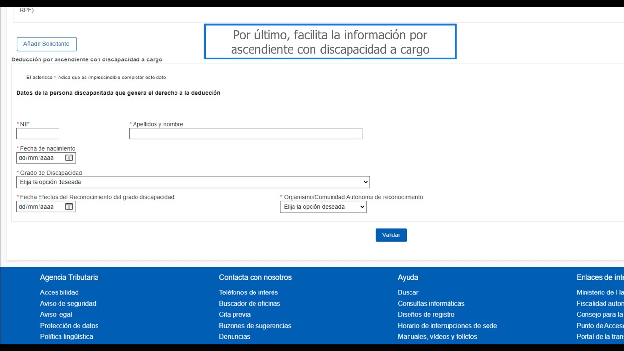 abono anticipado de deducción por ascendientes con discapacidad a cargo