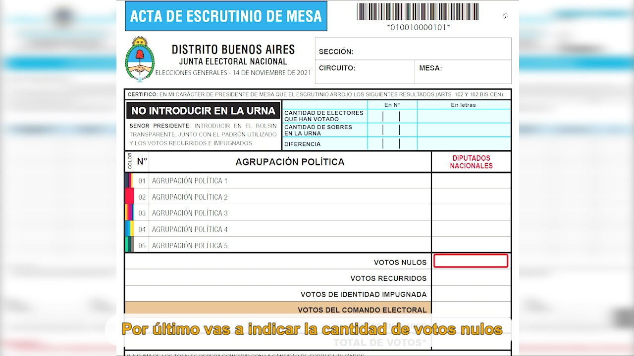 modelo acta de escrutinio elecciones municipales